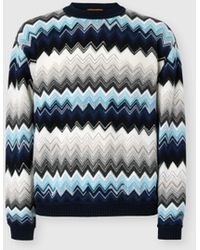 Missoni - Crew Neck Sweater With Flame Zigzag Pattern - Lyst