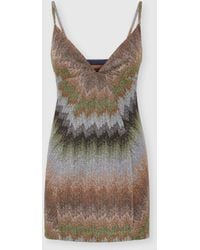 Missoni - Sleeveless Viscose Lamé Mini Dress With Deep Neckline - Lyst