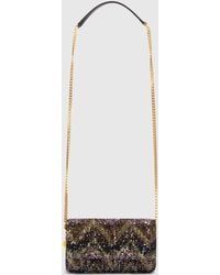 Missoni - Leather And Canvas Wallet On Chain - Lyst