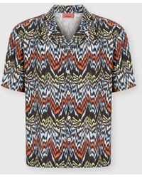 Missoni - Chemise Bowling En Viscose À Imprimé Zigzag Abstrait, Homme, Noir & Multicolore, Taille - Lyst