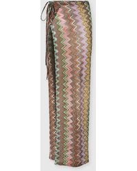 Missoni - Jupe Longue Pareo En Viscose Lamé Avec Grand Motif Zigzag, Femme, Noir & Multicolore, Taille - Lyst