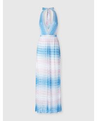 Missoni - Combinaison Longue Avec Pantalons Palazzo En Dentelle Dégradée, Femme, Bleu & Rose, Taille - Lyst
