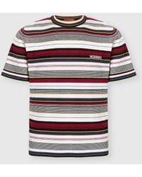 Missoni - Striped Crew-Neck Cotton T-Shirt With Embroidered Logo Lettering - Lyst