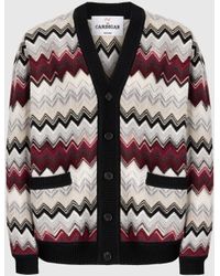 Missoni - Cardigan Aus Wolle Und Baumwolle Mit Zickzackmuster, Herren, & Burgund, Größe - Lyst