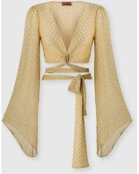 Missoni - Top Cache-Cœur En Viscose Lamé Avec Travail Raschel, Femme, Taille - Lyst