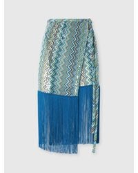 Missoni - Sarong-Rock Aus Zick-Zack-Lamé Aus Viskose Mit Pailletten Und Fransen, Damen, Größe - Lyst