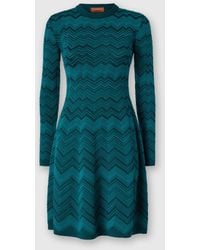 Missoni - Long Sleeve Short Dress With Chevron Pattern - Lyst
