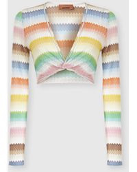 Missoni - Long-Sleeved Crop Top With Dégradé Zigzag Pattern - Lyst