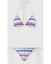Missoni - Zig Zag Tulle Triangle Bikini With Applied Tassels - Lyst