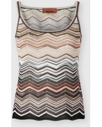 Missoni - Chevron Lamé Viscose Sleeveless Crewneck Top With Sequins - Lyst
