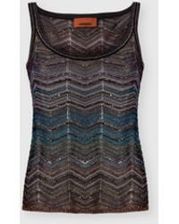 Missoni - Chevron Lamé Viscose Sleeveless Crewneck Top With Sequins - Lyst