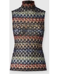 Missoni - Sleeveless Viscose Lamé Top With Lace Motif - Lyst