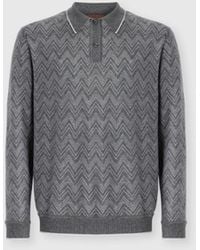 Missoni - Long-Sleeve Cashmere Zig Zag Polo Shirt - Lyst