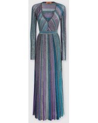 Missoni - Langes Kleid Aus Lamé-Faltenstrick, Damen, Größe - Lyst