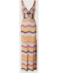 Missoni - Robe Longue Drapée À Motif Wave, Femme, Taille - Lyst