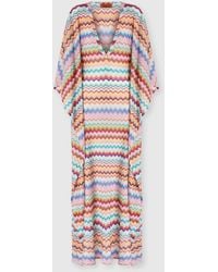 Missoni - Long Caftan Cover-Up With Micro Pixel-Effect Zigzag Pattern - Lyst