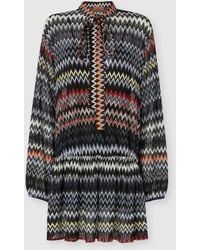 Missoni - Zigzag Viscose And Cotton Mini Dress With Bow, & Multicoloured - Lyst