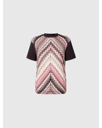 Missoni - Crewneck T-Shirt With Lamé Zig Zag Knit Insert - Lyst