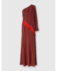 Missoni - Long One-Shoulder Zigzag Dress With Sequins And Fringes - Lyst