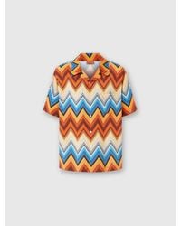 Missoni - Bowlinghemd Aus Viskose Mit Makro-Zickzack Und Brusttasche, Herren, Größe - Lyst