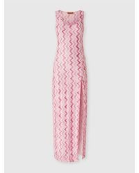 Missoni - Langes Cover-Up-Kleid Aus Slub-Zickzack-Viskosemischung, Damen, Weiß & Rosa, Größe - Lyst