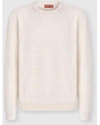 Missoni - Crew-Neck Wool And Cotton Pullover With Tone-On-Tone Zigzag Pattern - Lyst