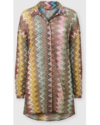 Missoni - Blusa En Viscosa Lamé Con Maxi Motivo De Zigzag, Mujer, Negro & Talla - Lyst