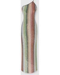 Missoni - Robe Longue Asymétrique En Maille Zigzag Dégradée À Sequins, Femme, Taille - Lyst