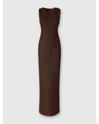 Missoni - Langes Ärmelloses Kleid Aus Lamé-Viskose Mit Spitzenmotiv, Damen, Rost & Schwarz, Größe - Lyst