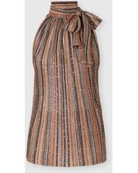 Missoni - Ribbed Viscose Lamé Sleeveless Top With Scarf Collar - Lyst
