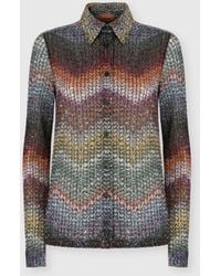 Missoni - Mixed Viscose Lamé Shirt With Sequins - Lyst