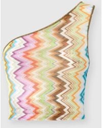 Missoni - One-Shoulder Top With Asymmetrical Printed Zig Zag Motif - Lyst