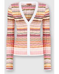 Missoni - Striped Cotton And Viscose Ribbed Cardigan With Contrasting Trim - Lyst