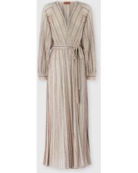 Missoni - Long Ribbed Cardigan With Belt And Sequins - Lyst