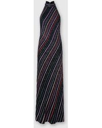 Missoni - Long Dress With Halter Neck And Herringbone Stripe Knit - Lyst