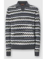 Missoni - Long Sleeve Polo With V-Neck And Zigzag Pattern - Lyst
