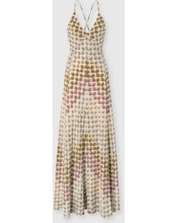 Missoni - Long Viscose Lamé Dress With Crossed Straps - Lyst