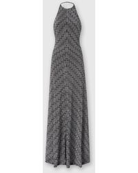 Missoni - Langes Zick-Zack-Lamé-Kleid Mit Neckholder-Ausschnitt, Damen, Schwarz & Silber, Größe - Lyst