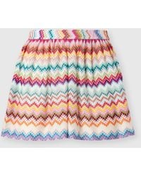 Missoni - Viscose Lamé Shorts With Pixelated Zigzag Motif - Lyst