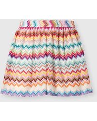 Missoni - Viscose Lamé Shorts With Pixelated Zigzag Motif - Lyst