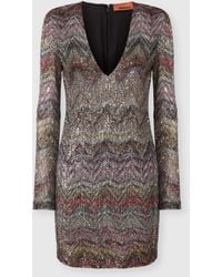 Missoni - Mini Dress With V-Neck And Zigzag Pattern - Lyst