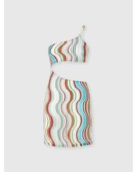 Missoni - Short One-Shoulder Cover-Up Dress With Lamé Wave Motif - Lyst