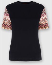 Missoni - Crewneck T-Shirt With Zig Zag Knit Sleeves - Lyst
