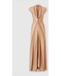 Missoni - Viscose Lamé Snake-Pattern Gown With Tie Neckline - Lyst