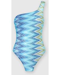 Missoni - One-Shoulder Swimsuit With Faded Stripes - Lyst