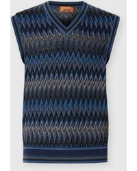 Missoni - V-Ausschnitt-Weste Mit Zickzackmuster, Herren, Blau & Grau, Größe - Lyst