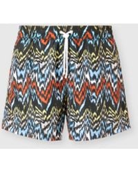 Missoni - Short De Bain Mi-Long Avec Imprimé Zigzag Abstrait, Homme, Noir & Multicolore, Taille - Lyst