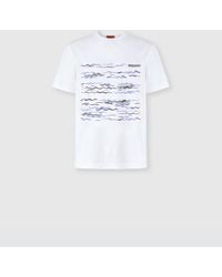 Missoni - Crew-Neck Cotton T-Shirt With Wave Print And Logo - Lyst