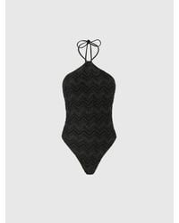 Missoni - Zig Zag Lamé Viscose One-Piece Swimsuit With Halter Neck, & Lamé - Lyst