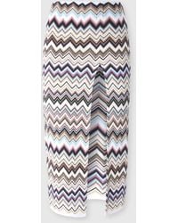 Missoni - Zig Zag Viscose And Wool Midi Skirt With Slit - Lyst